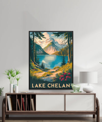 Lake Chelan Vintage Travel Poster - Tranquil Waters