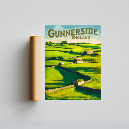 Gunnerside Vintage Travel Poster - Scenic Valleys