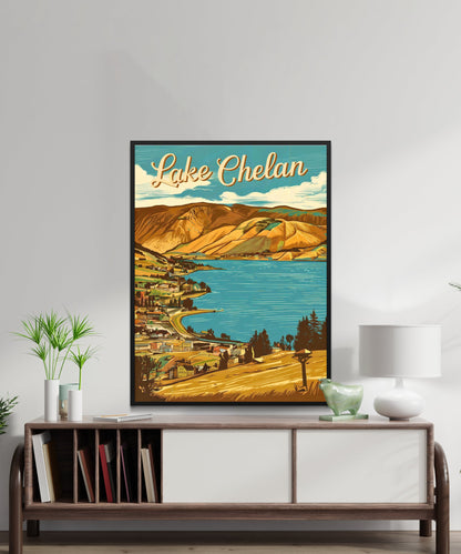 Lake Chelan Vintage Travel Poster - Timeless Waters of Washington