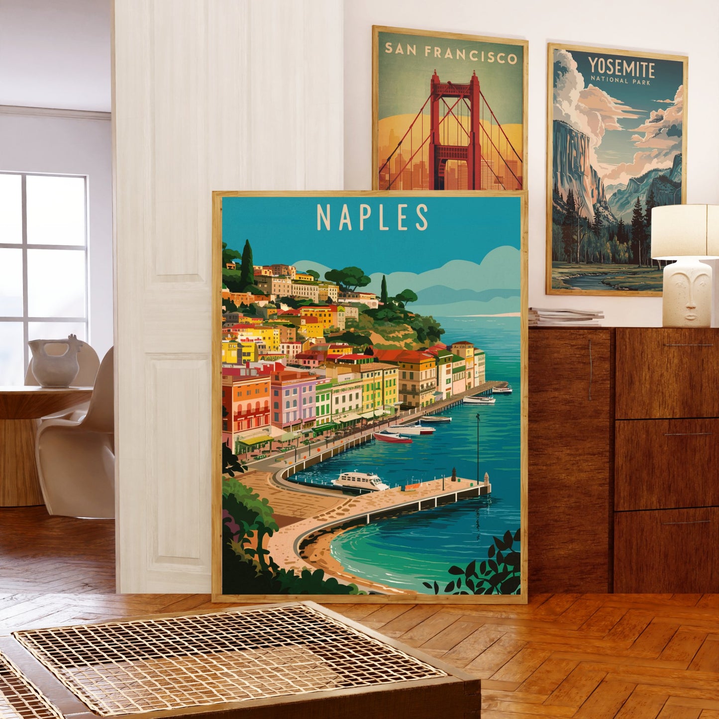 Naples Vintage Travel Poster  - Italian Coastal Charm