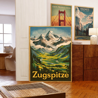 Zugspitze Vintage Travel Poster