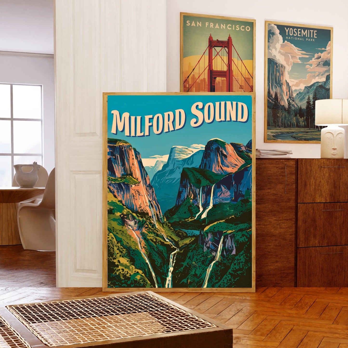 Milford Sound Vintage Travel Poster - Waterfall Wonders