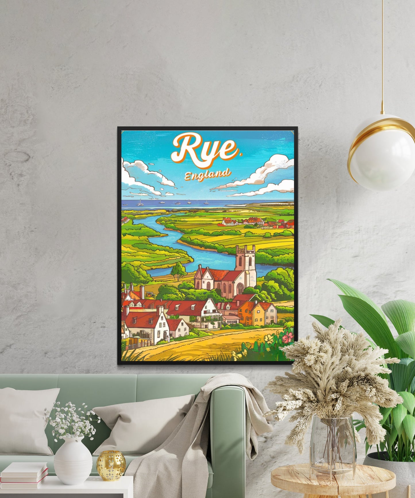 Rye Vintage Travel Poster - Cobblestone Streets