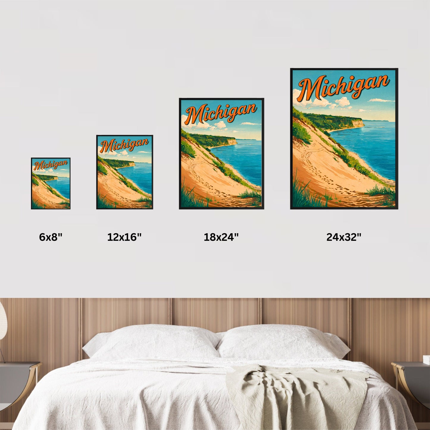 Michigan Vintage Travel Poster - Sand Dunes