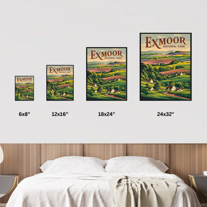 Exmoor Vintage Travel Poster - Rolling Hills and Heather