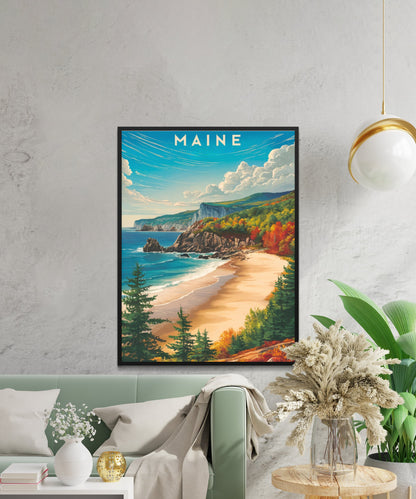 Maine Vintage Travel Poster - Scenic Coastline