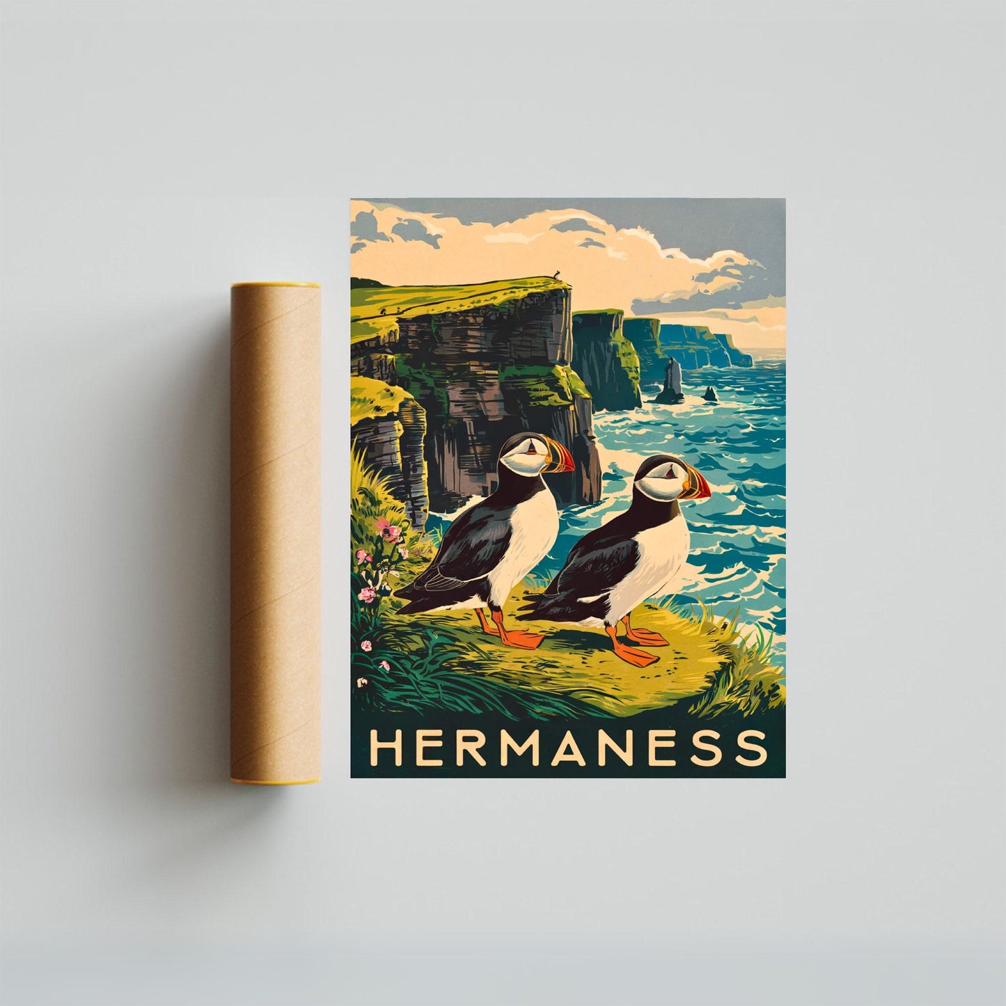 Hermaness Vintage Travel Poster