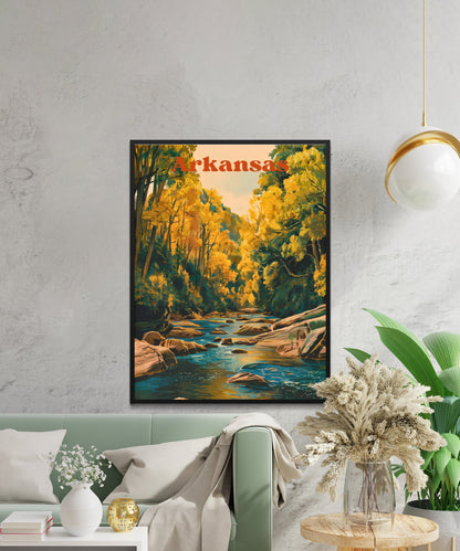 Arkansas Vintage Travel Poster - Albert Pike Falls