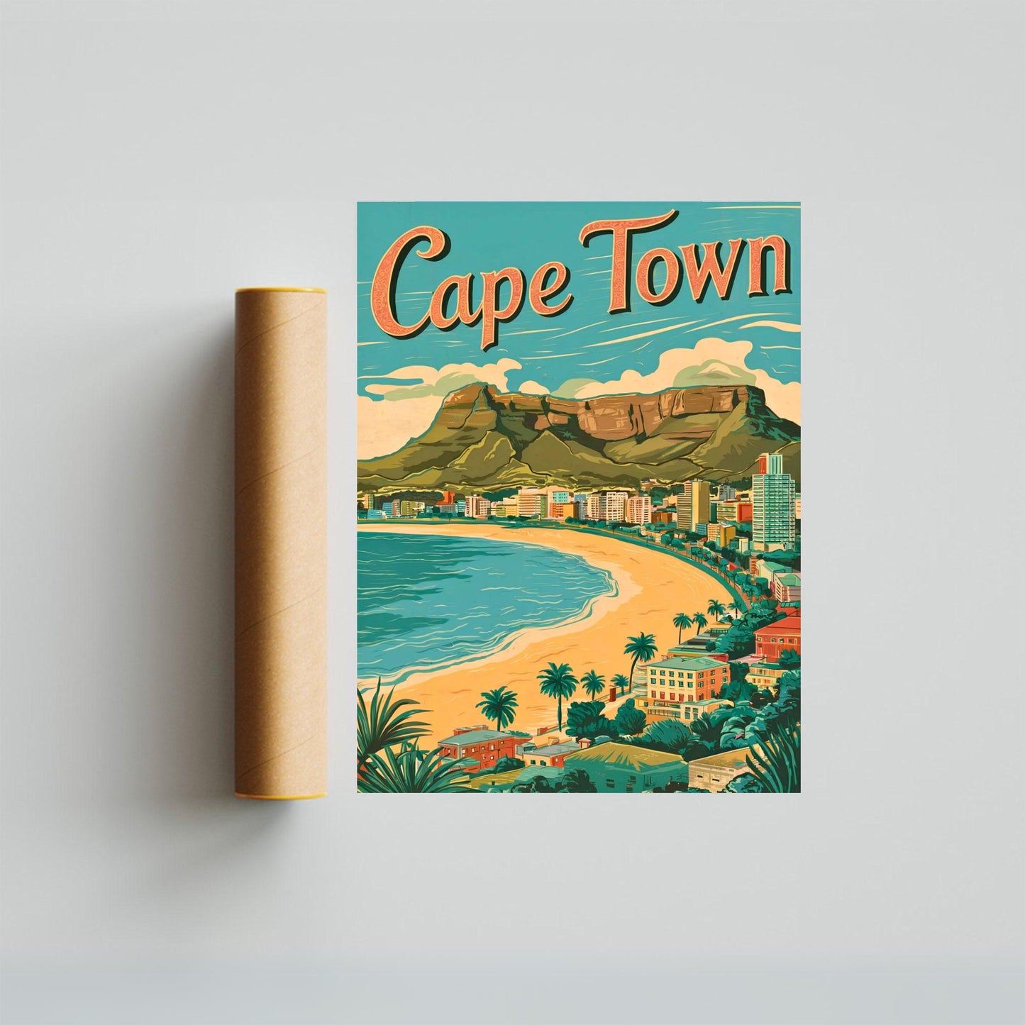 Cape Town Vintage Travel Poster  - South African Splendor