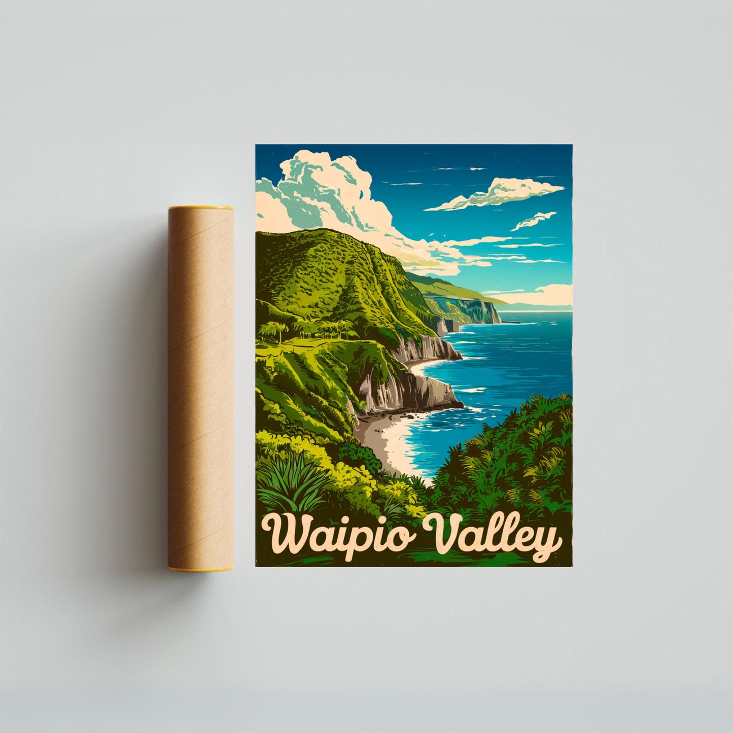 Waipio Valley Vintage Travel Poster