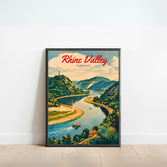 Rhine Valley  Vintage Travel Poster