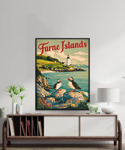 Farne Islands Vintage Travel Poster - Nature's Northumberland Haven