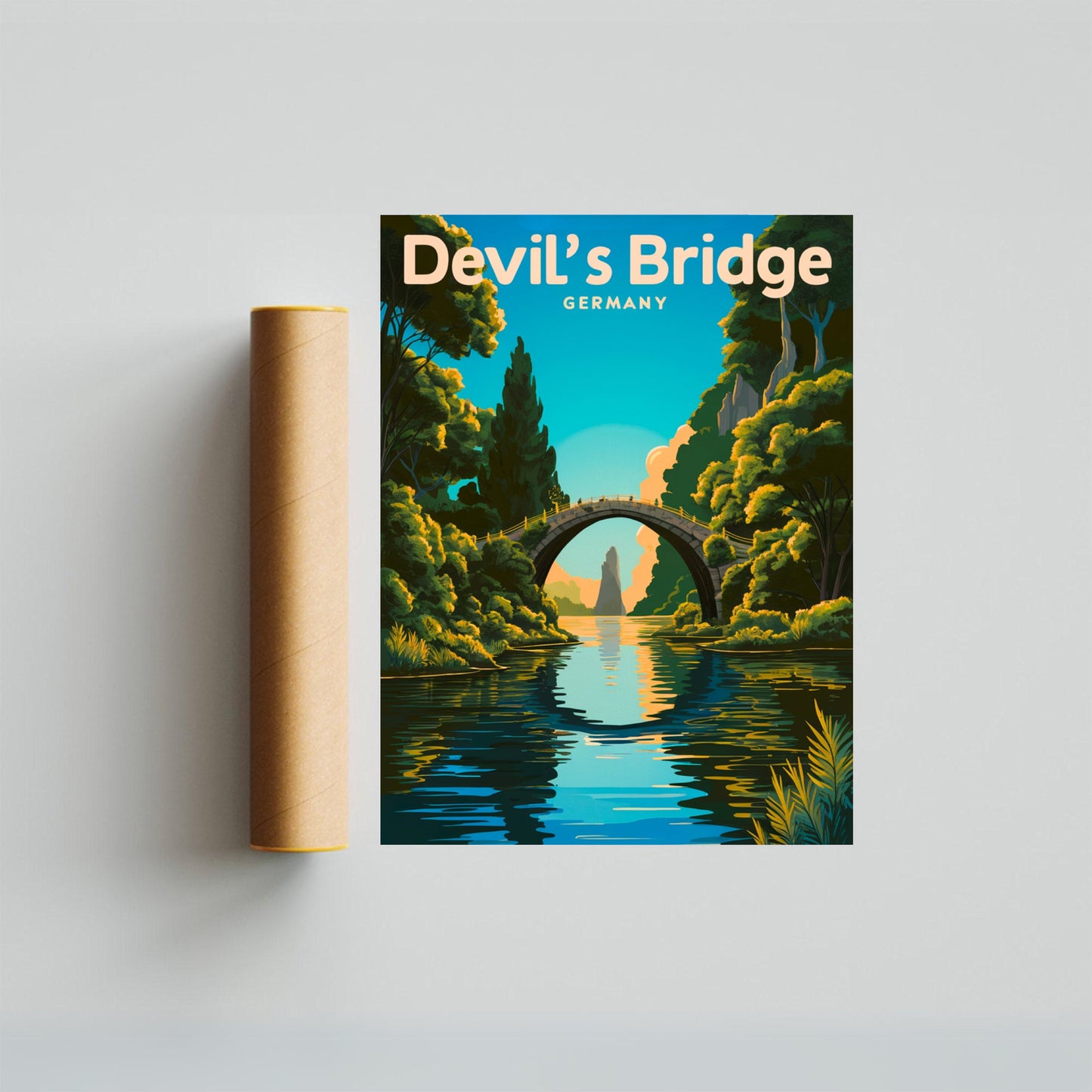 Devils Bridge Vintage Travel Poster - Peaceful Landscape