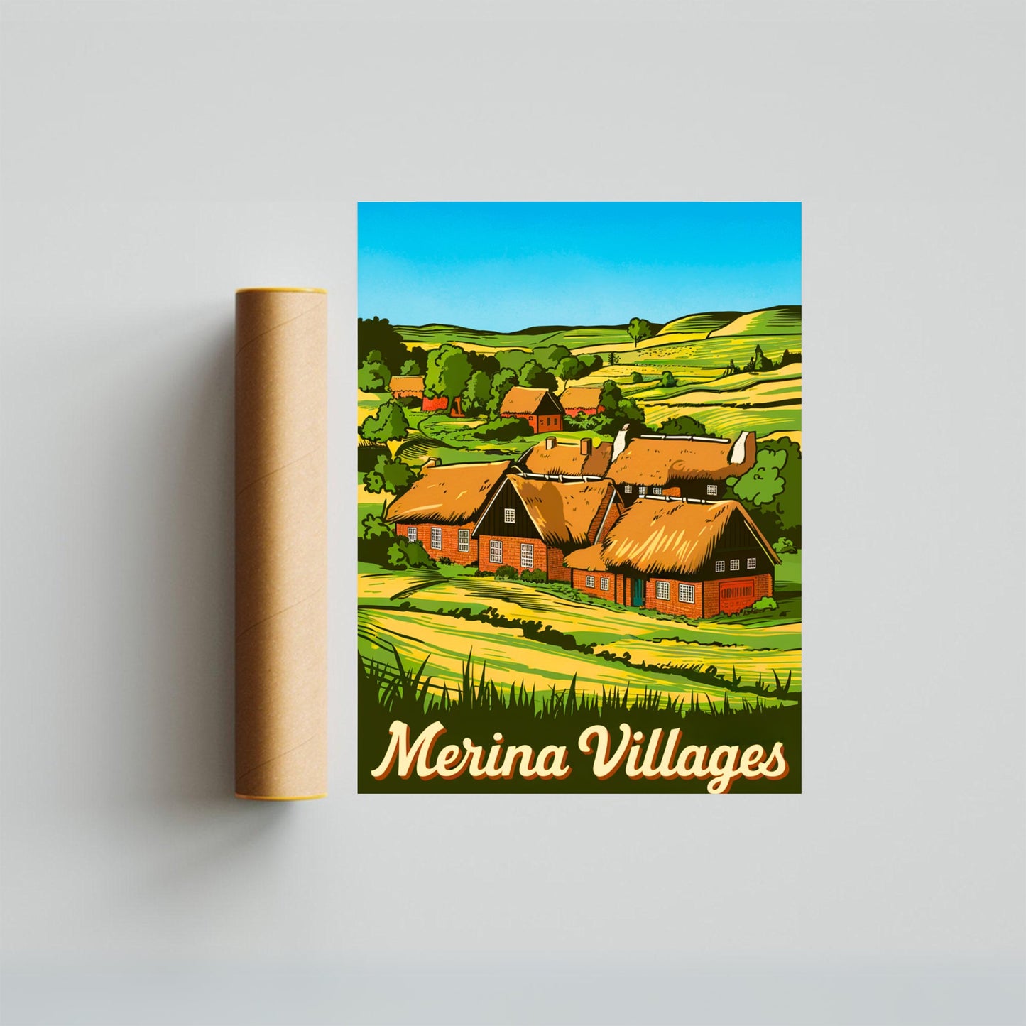 Merina Villages Vintage Travel Poster - Tropical Island