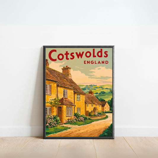 Cotswolds Vintage Travel Poster