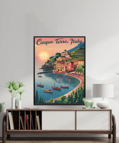 Cinque Terre Vintage Travel Poster