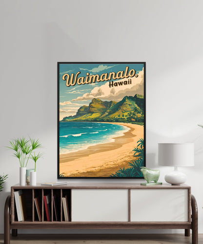 Waimanalo Vintage Travel Poster  - Timeless Shores of Oahu