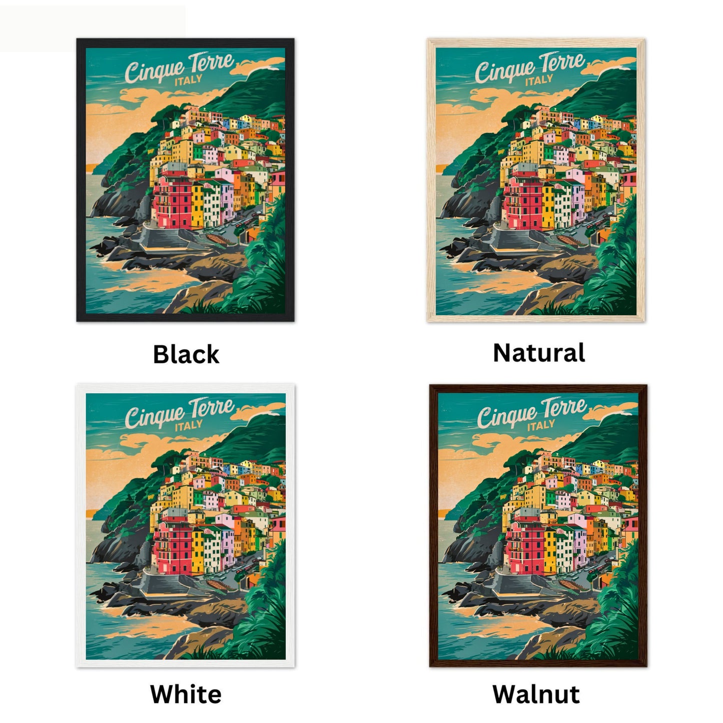 Cinque Terre Vintage Travel Poster - Italian Riviera