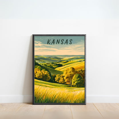 Kansas Vintage Travel Poster