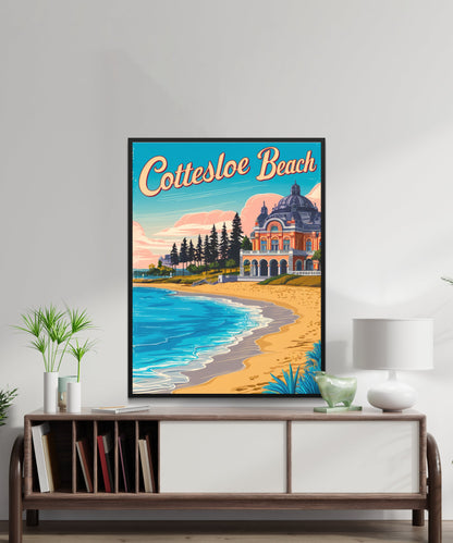 Cottesloe Beach Vintage Travel Poster