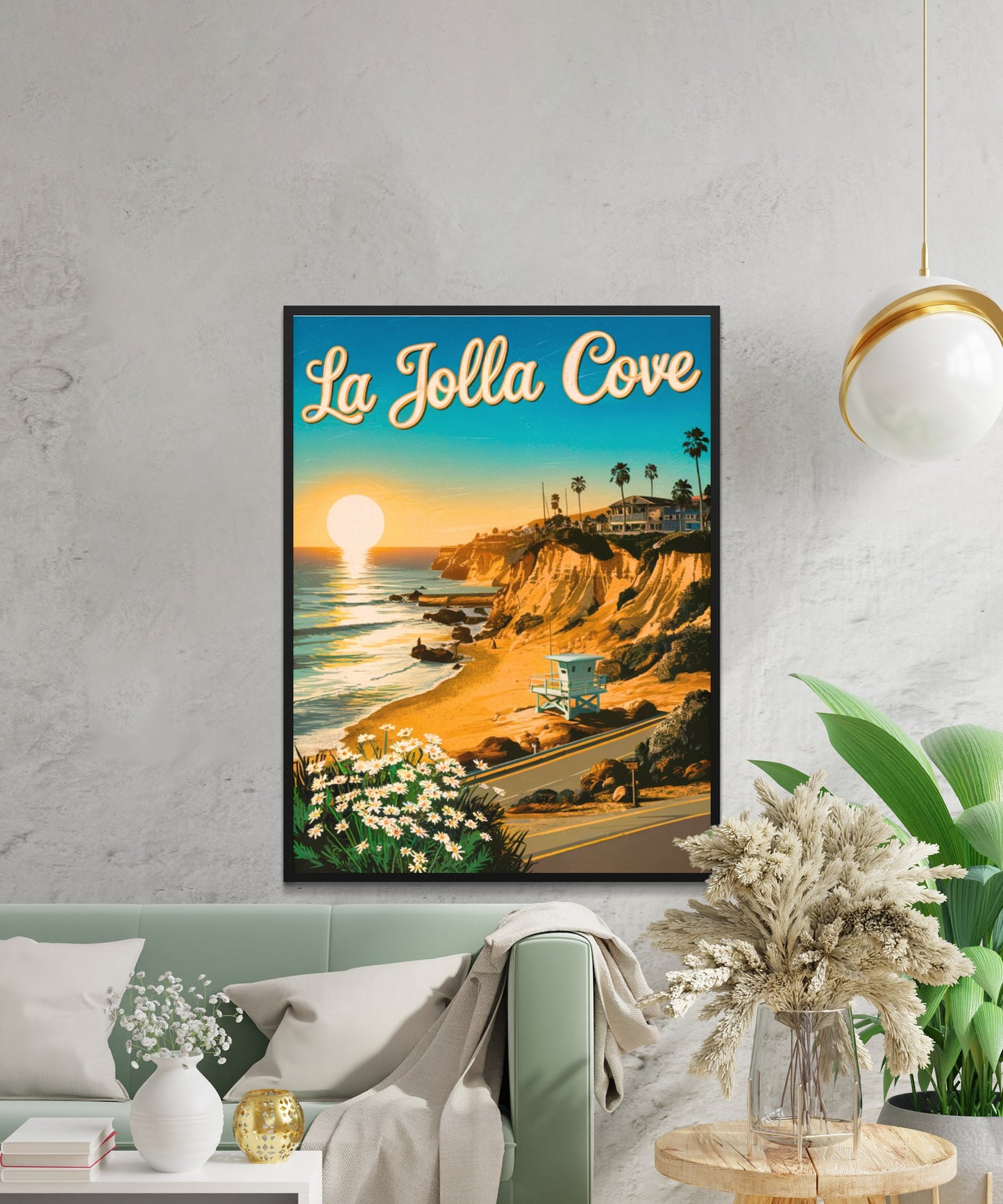 La Jolla Cove  Vintage Travel Poster - Coastal Cliffs