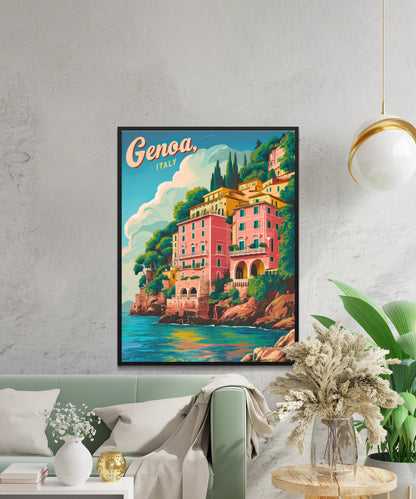 Genoa Vintage Travel Poster