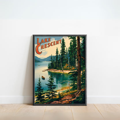 Lake Crescent Vintage Travel Poster