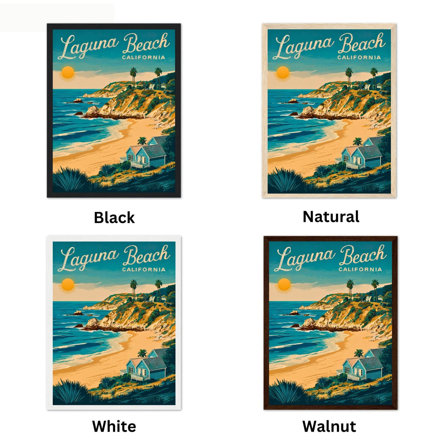 Laguna Beach Vintage Travel Poster - Waves, Sun, and Sand