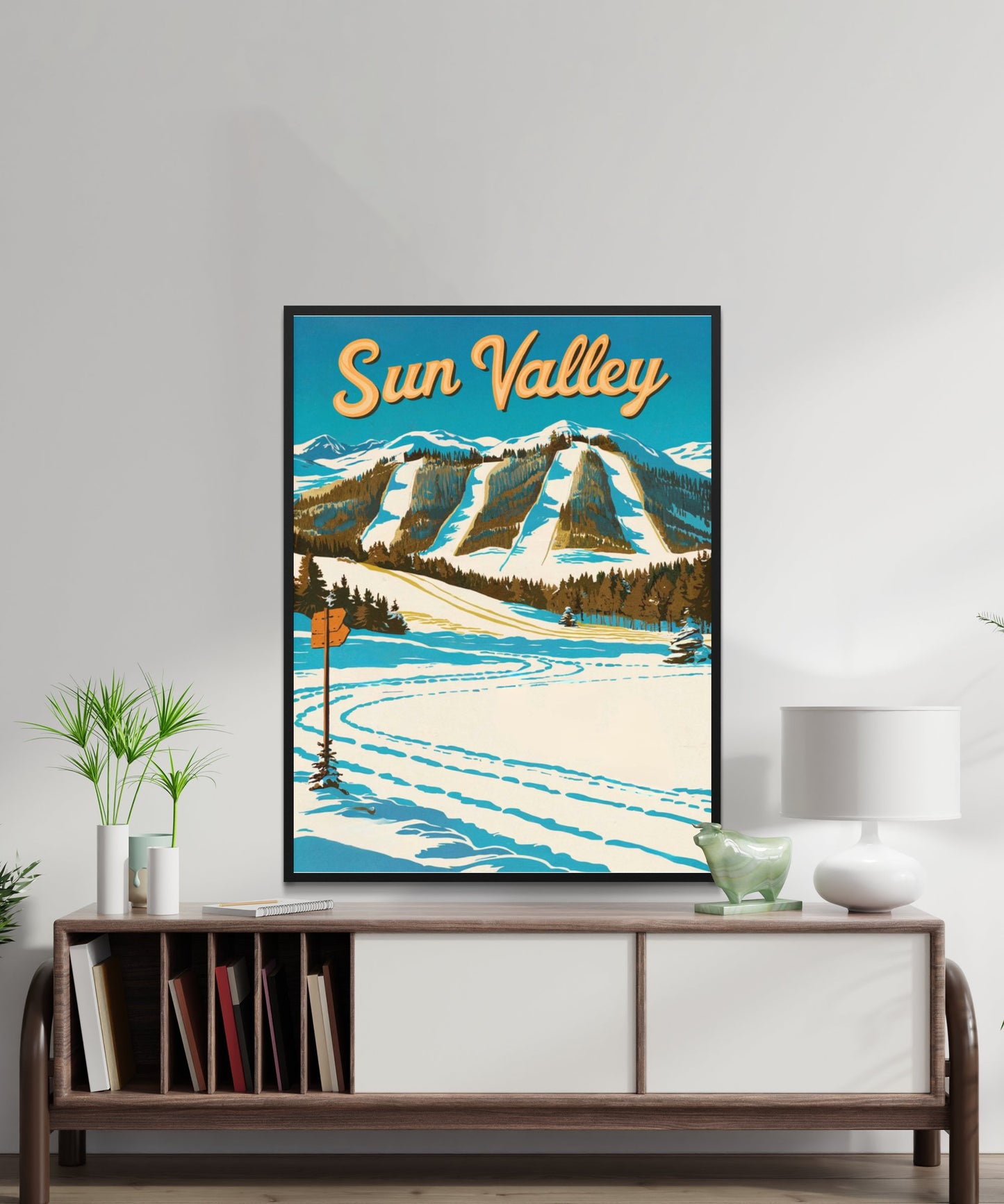 Sun Valley Vintage Travel Poster - Scenic Peaks and Sunny Slopes