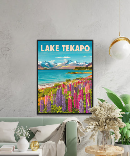 Lake Tekapo Vintage Travel Poster