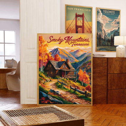 Smoky Mountains Vintage Travel Poster - Timeless Appalachian Beauty