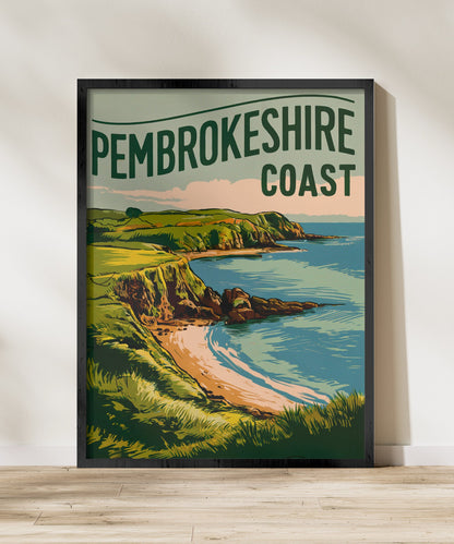 Pembrokeshire Vintage Travel Poster - Scenic Welsh Landscapes