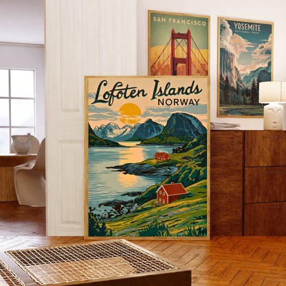 Lofoten Islands Vintage Travel Poster - Timeless Nordic Beauty