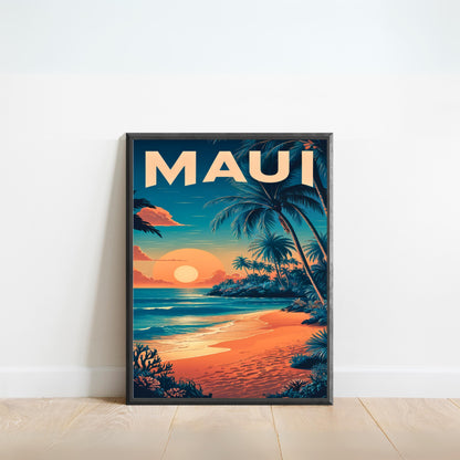 Maui Vintage Travel Poster - Aloha Island Charm