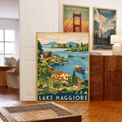 Lake Maggiore Vintage Travel Poster  - Timeless Italian Grandeur