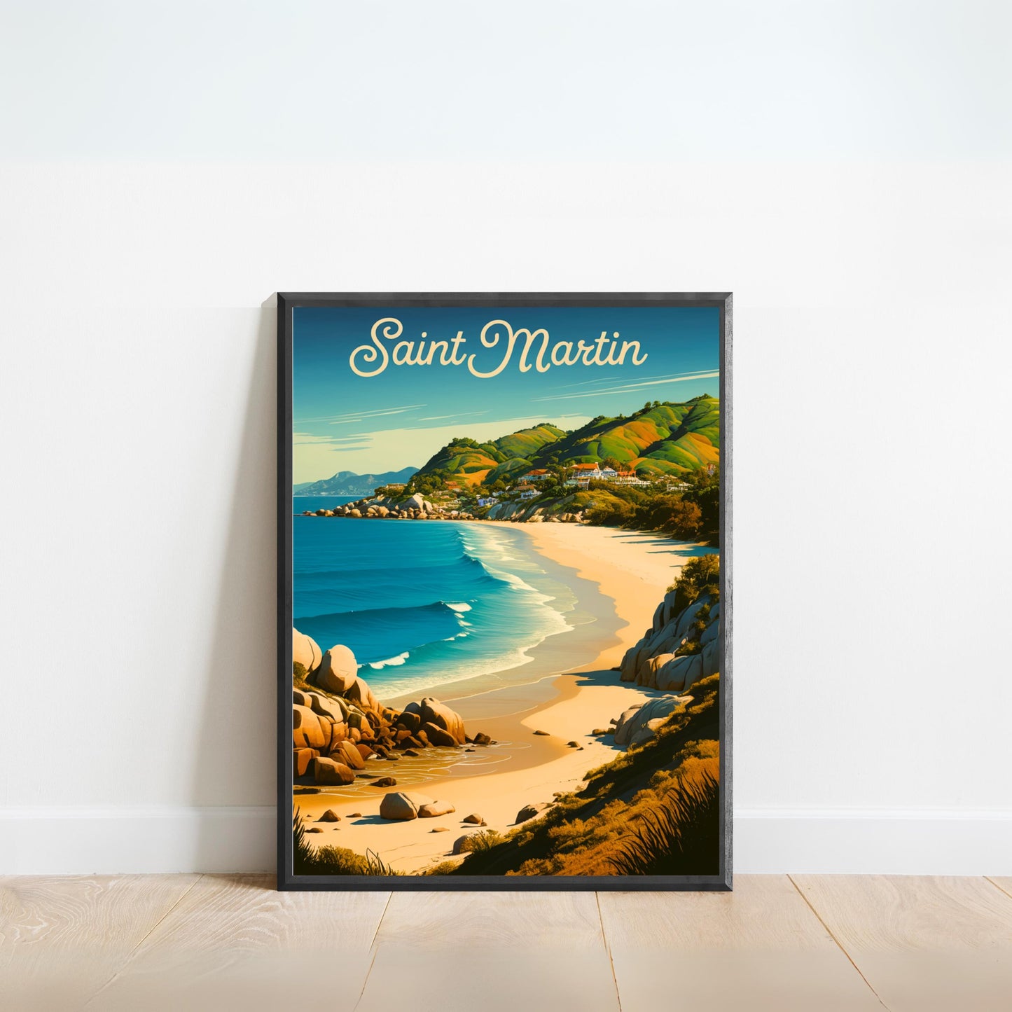 Saint Martin Vintage Travel Poster - Coastal Beauty