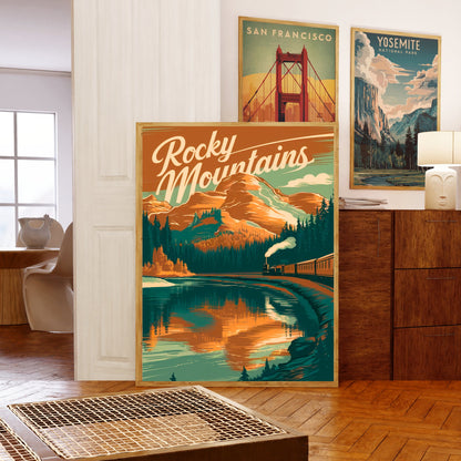 Rocky Mountains Vintage Travel Poster