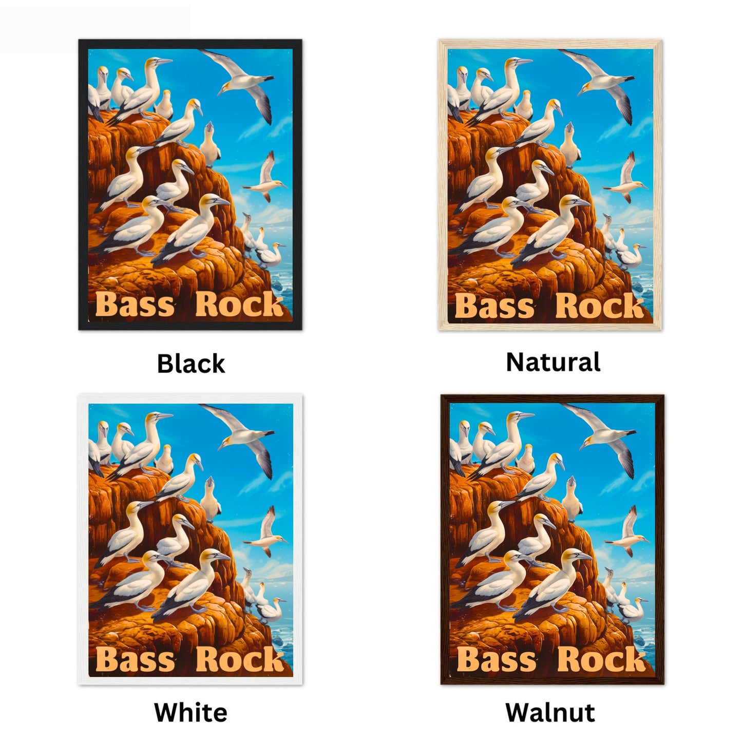 Bass Rock Vintage Travel Poster - Coastal Landmark