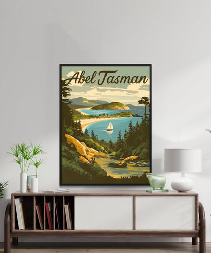 Abel Tasman Park  Vintage Travel Poster - Scenic Trails