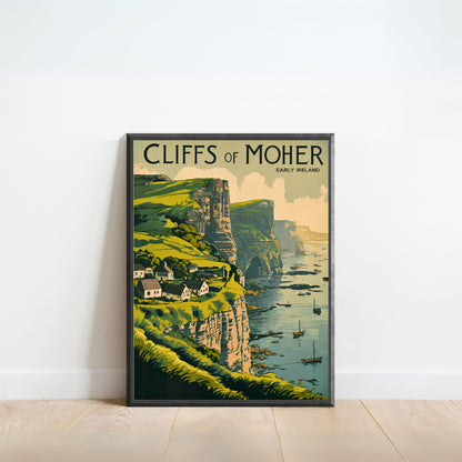 Cliffs of Moher Vintage Travel Poster - Rugged Coastal Beauty