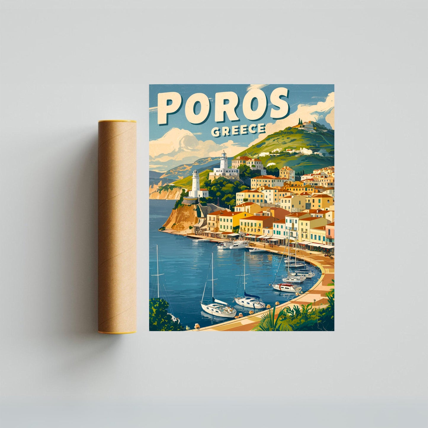 Poros Vintage Travel Poster