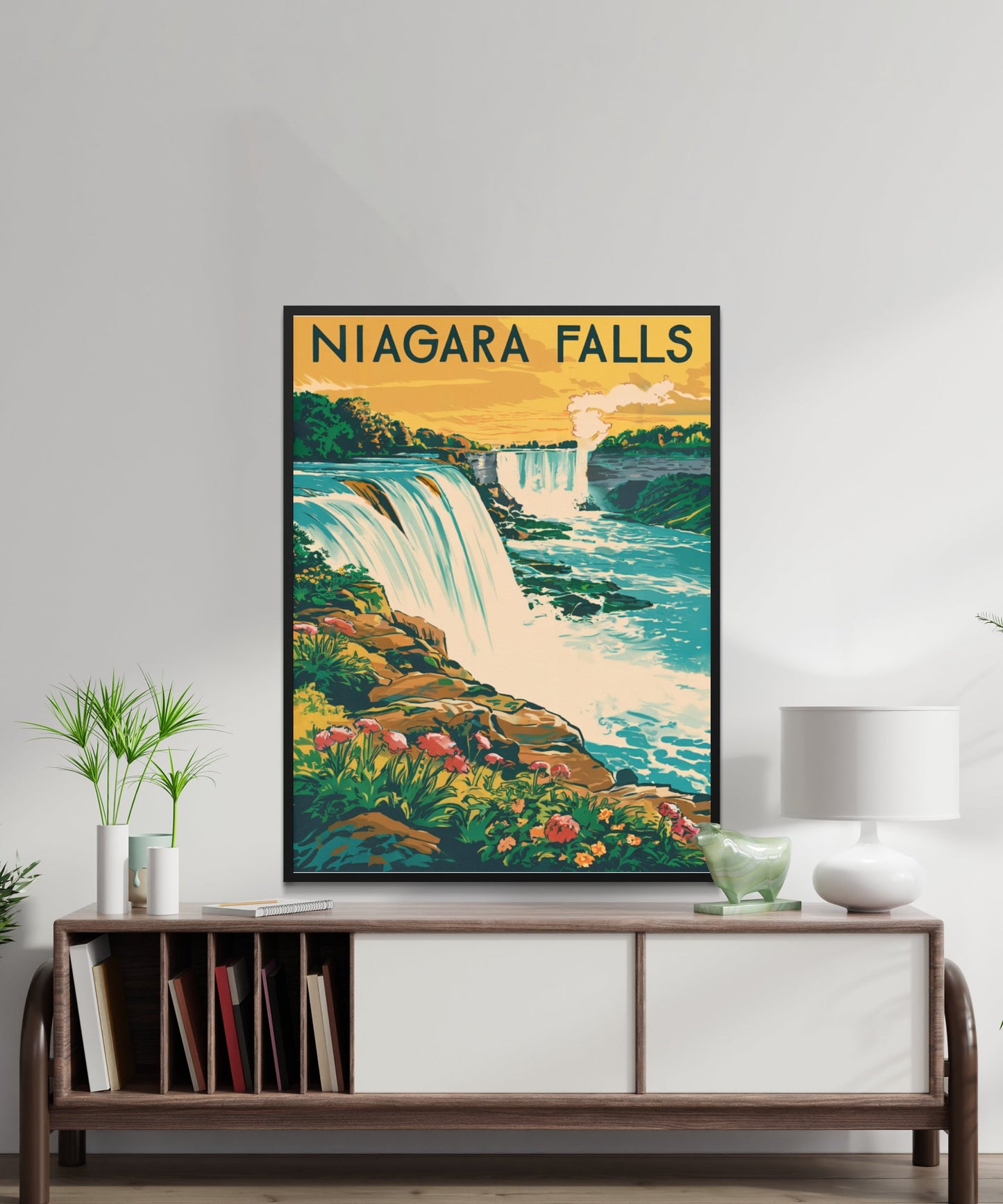 Niagara Falls Vintage Travel Poster - Majestic Waterfalls