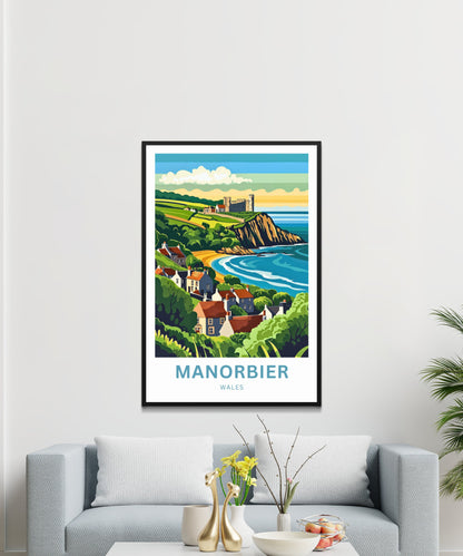 Manorbier Travel Poster