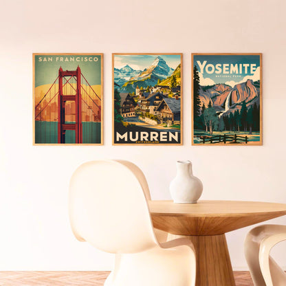 Murren Vintage Travel Poster - Snowy Summits