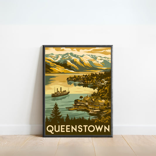 Queenstown Vintage Travel Poster - Alpine Resort