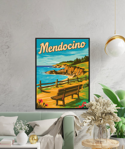 Mendocino Vintage Travel Poster - Serene Waters