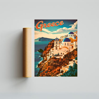 Greece Vintage Travel Poster - Mediterranean Majesty