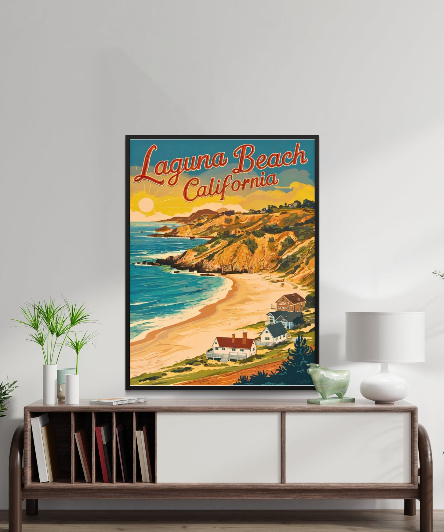 Laguna Beach Vintage Travel Poster - Timeless Coastal Elegance