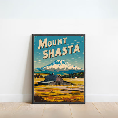 Mount Shasta Vintage Travel Poster