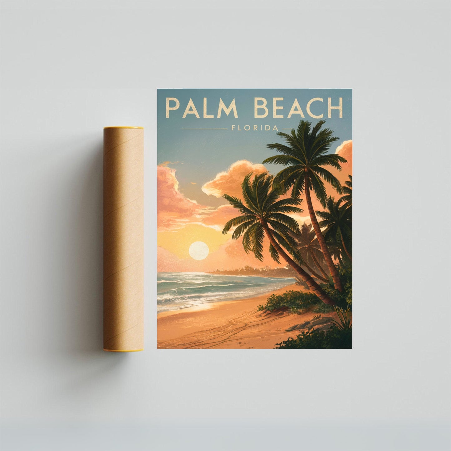 Palm Beach Vintage Travel Poster - Oceanfront Charm